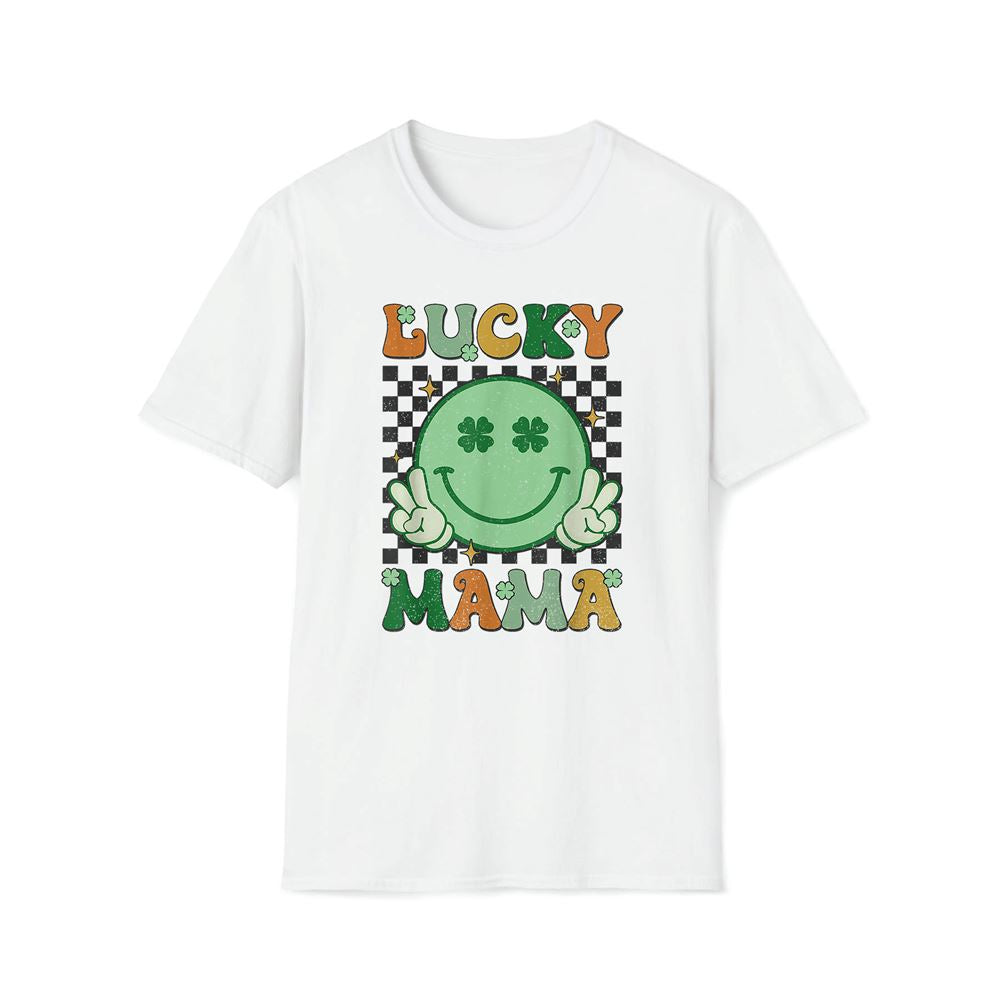 Retro Groovy St Patricks Day Lucky Mama Smile Mom Mother Premium T Shirt, Mother's Day Premium T Shirt, Mother's Day Gift, Mom Shirt