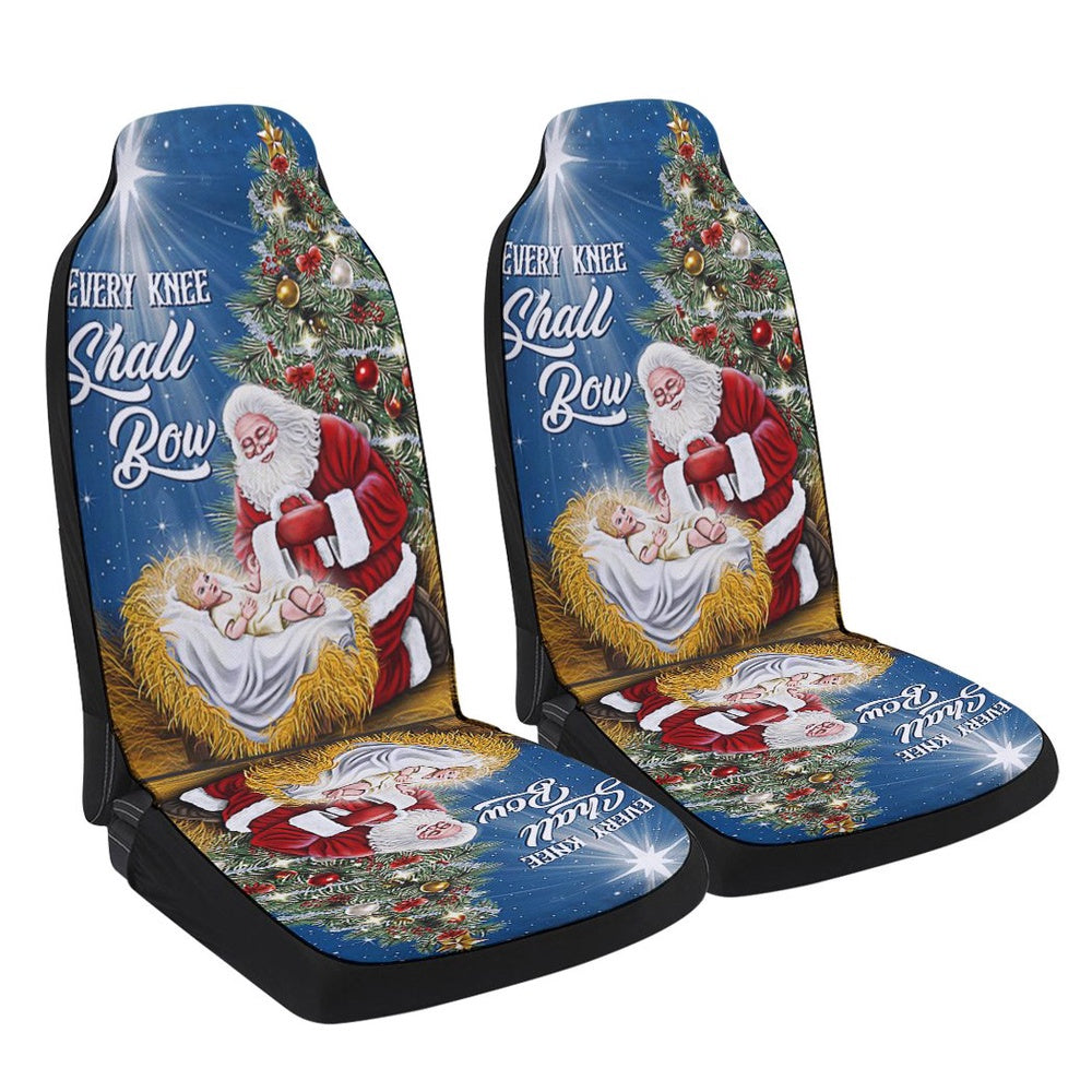 Santa Claus Every Knee Shall Bow Baby Jesus Christmas Cars Seat Cover, Christmas Car Seat Covers, Car Decor Gift