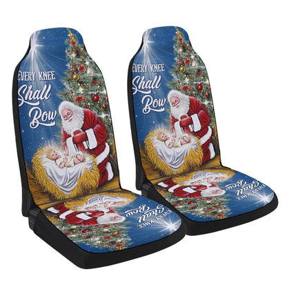 Santa Claus Every Knee Shall Bow Baby Jesus Christmas Cars Seat Cover, Christmas Car Seat Covers, Car Decor Gift