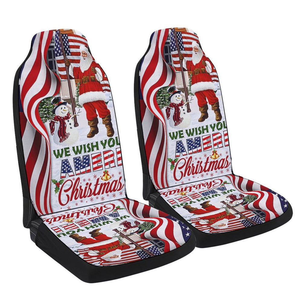 Santa Claus We Wish You Ameri Christmas Cars Seat Cover, Christmas Car Seat Covers, Car Decor Gift