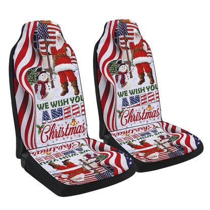 Santa Claus We Wish You Ameri Christmas Cars Seat Cover, Christmas Car Seat Covers, Car Decor Gift