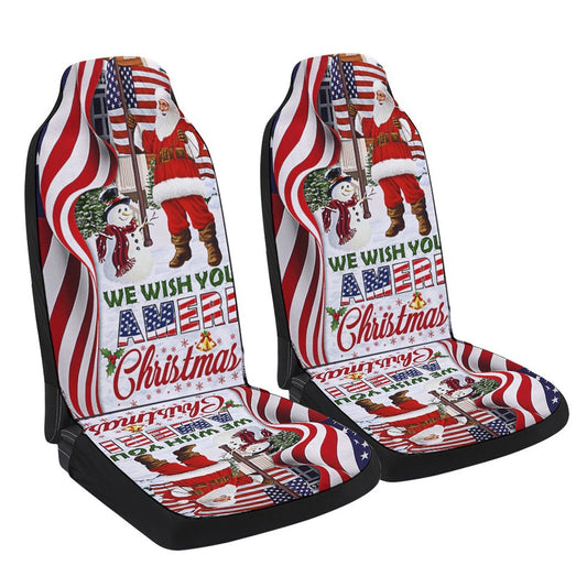 Santa Claus We Wish You Ameri Christmas Cars Seat Cover, Christmas Car Seat Covers, Car Decor Gift
