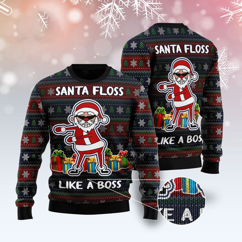 Santa Floss Ugly Christmas Sweater, Funny Xmas Sweater, Sweater Xmas