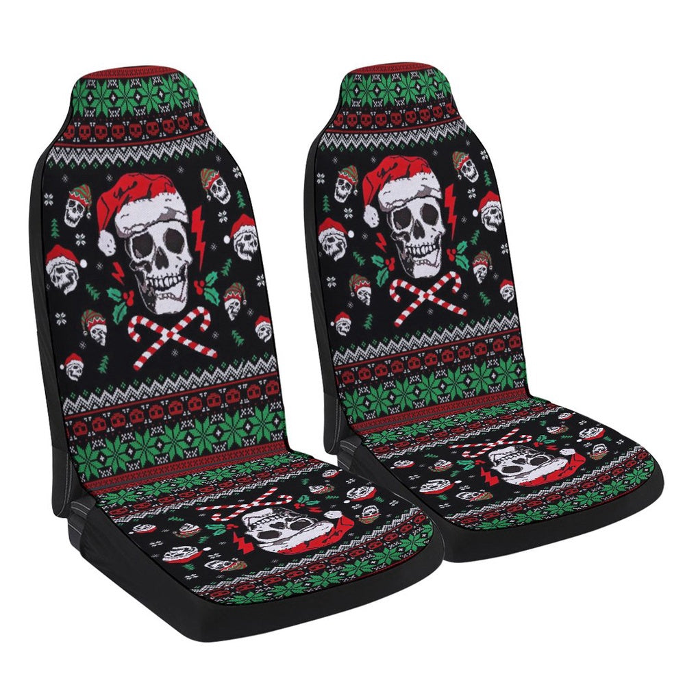 Santa Skull Christmas Cars Seat Cover, Christmas Car Seat Covers, Car Decor Gift