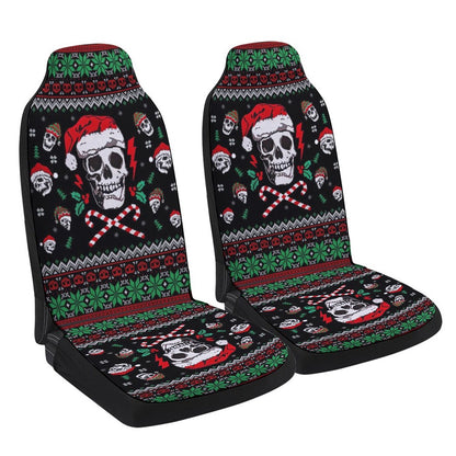 Santa Skull Christmas Cars Seat Cover, Christmas Car Seat Covers, Car Decor Gift