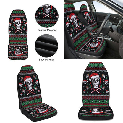 Santa Skull Christmas Cars Seat Cover, Christmas Car Seat Covers, Car Decor Gift