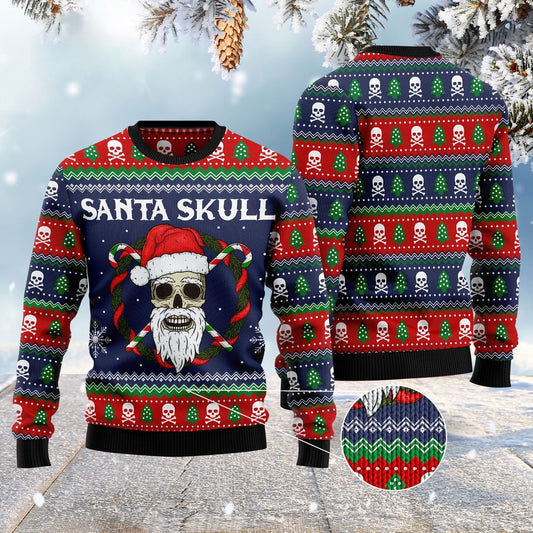 Santa Skull Funny Ugly Christmas Sweater, Funny Xmas Sweater, Sweater Xmas
