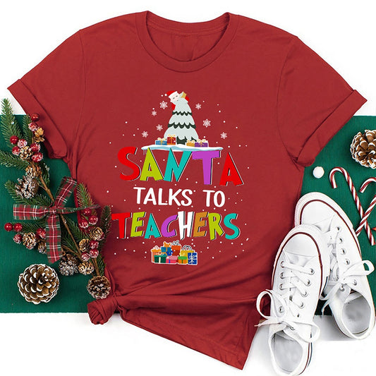 Santa Talks Tos T Shirt, Merry T Shirt, Unisex Christmas Shirts