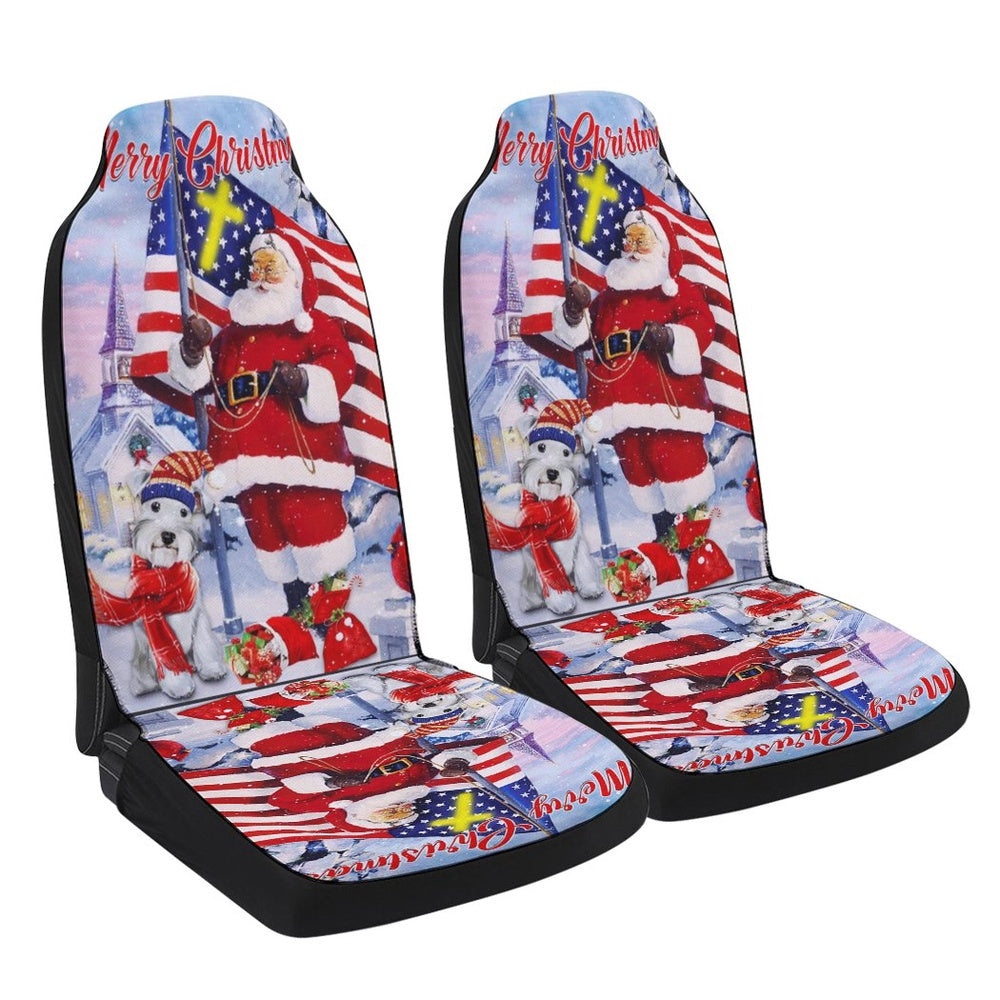 Schnauzer Christmas Cars Seat Cover, Christmas Car Seat Covers, Car Decor Gift