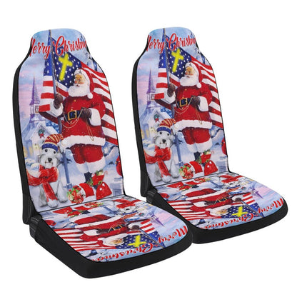 Schnauzer Christmas Cars Seat Cover, Christmas Car Seat Covers, Car Decor Gift