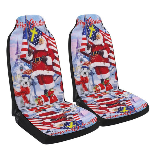 Schnauzer Christmas Cars Seat Cover, Christmas Car Seat Covers, Car Decor Gift