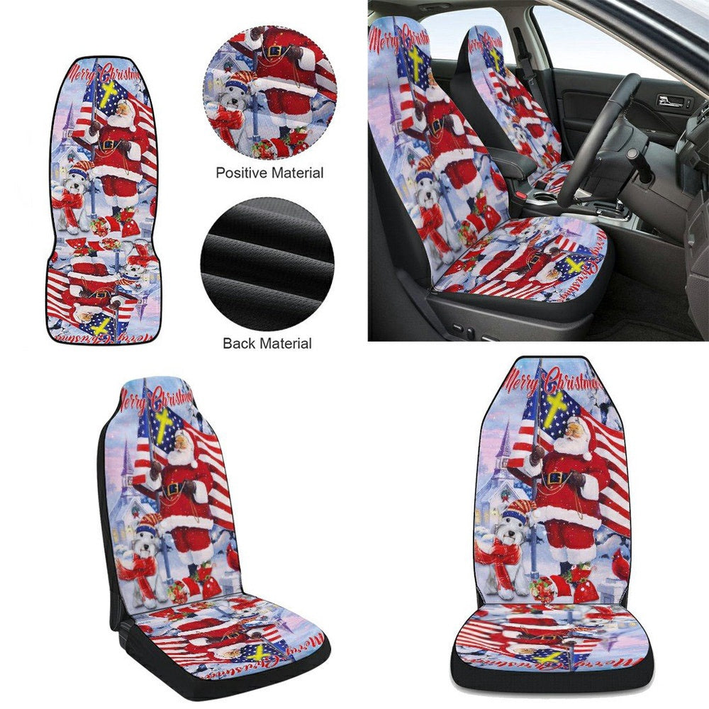 Schnauzer Christmas Cars Seat Cover, Christmas Car Seat Covers, Car Decor Gift