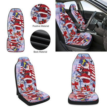 Schnauzer Christmas Cars Seat Cover, Christmas Car Seat Covers, Car Decor Gift
