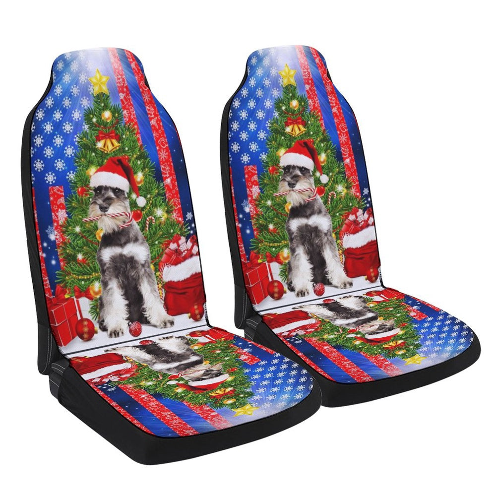 Schnauzer Merry Christmas Cars Seat Cover, Christmas Car Seat Covers, Car Decor Gift