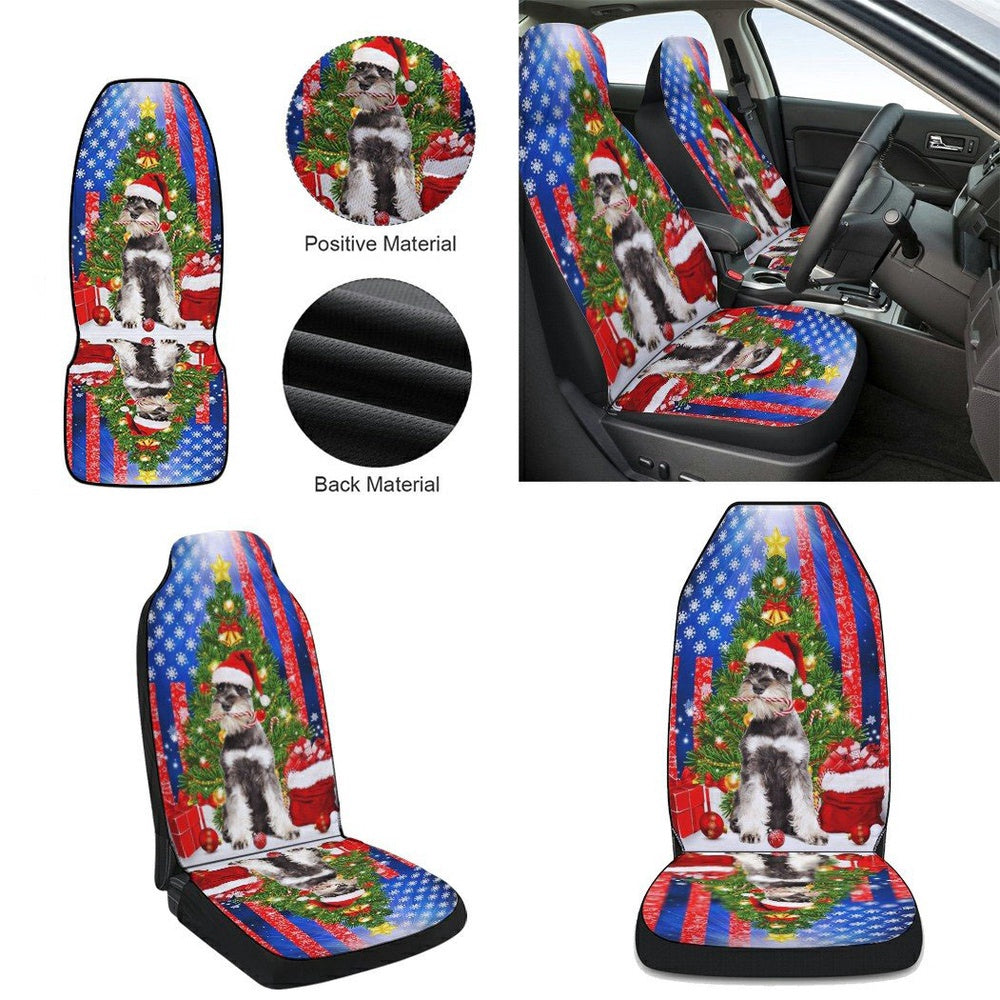 Schnauzer Merry Christmas Cars Seat Cover, Christmas Car Seat Covers, Car Decor Gift