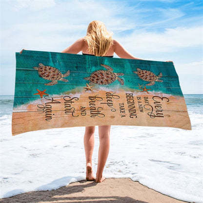 Sea Turtle Little Starfish To The Ocean I Go Beach Towel - Christian Beach Towel - Gift For Turle Lover