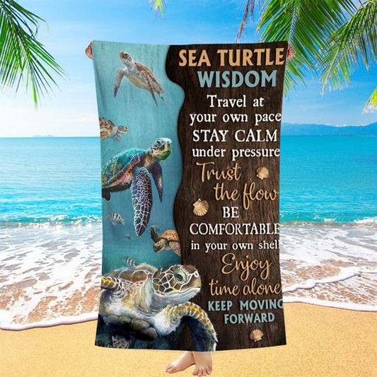 Sea Turtle Ocean World Keep Moving Forward Beach Towel, Christian Beach Towel, Christian Gift, Gift For Women