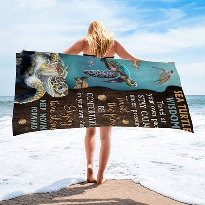 Sea Turtle Ocean World Keep Moving Forward Beach Towel, Christian Beach Towel, Christian Gift, Gift For Women