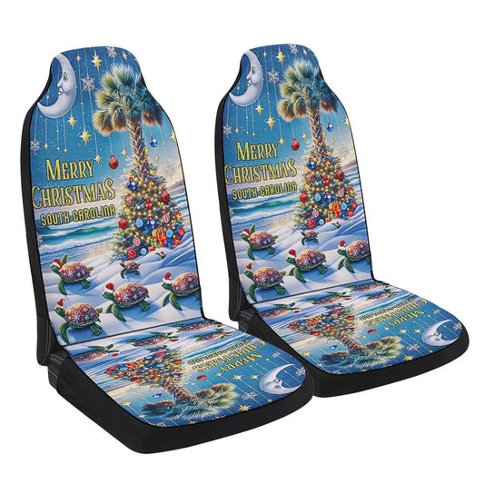 Sea Turtles Merry Christmas Palmetto Tree South Carolina Cars Seat Cover, Christmas Car Seat Covers, Car Decor Gift