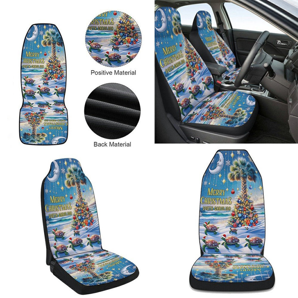 Sea Turtles Merry Christmas Palmetto Tree South Carolina Cars Seat Cover, Christmas Car Seat Covers, Car Decor Gift