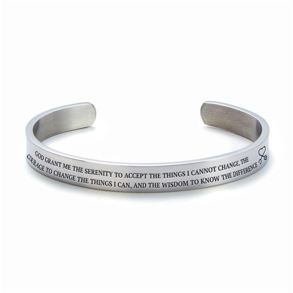 Serenity Prayer Personalized Cuff Bracelet, Christian Bracelet For Women, Bible Verse Bracelet, Christian Jewelry