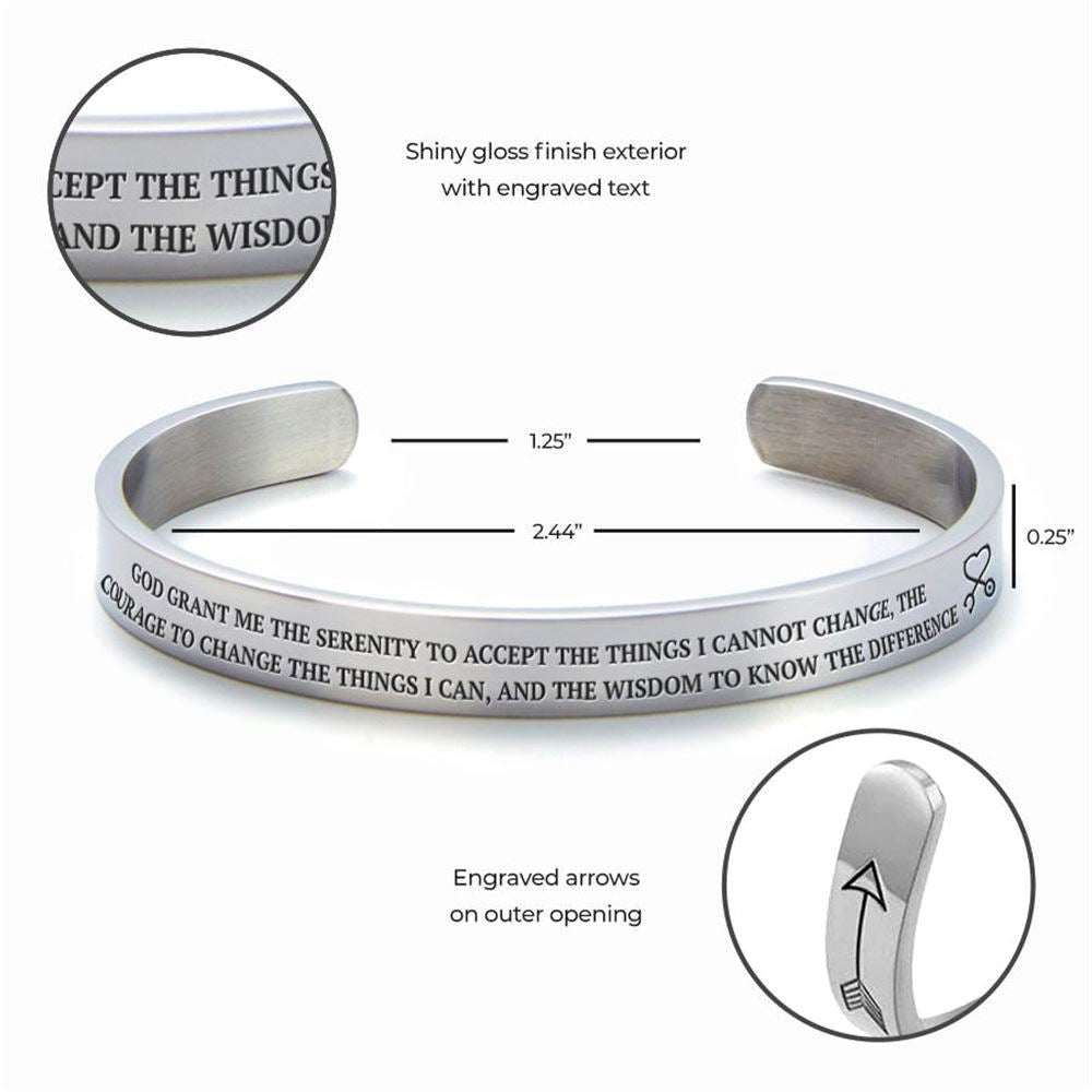 Serenity Prayer Personalized Cuff Bracelet, Christian Bracelet For Women, Bible Verse Bracelet, Christian Jewelry