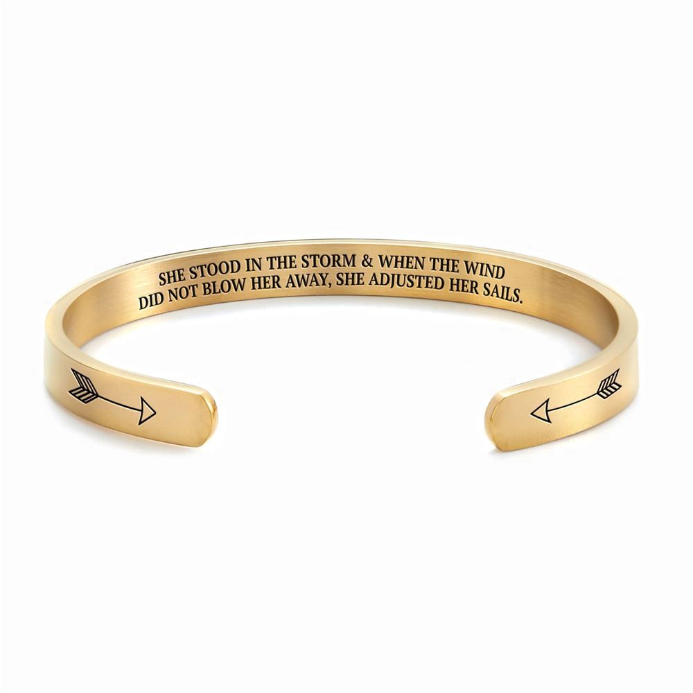She Stood In The Storm Personalized Cuff Bracelet, Christian Bracelet For Women, Bible Verse Bracelet, Christian Jewelry