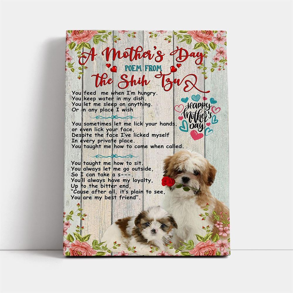Shih Tzu Dog A Canvas, Mother's Day Canvas Art, Gift For Mom, Birthday Gift, Mother's Day Wall Art
