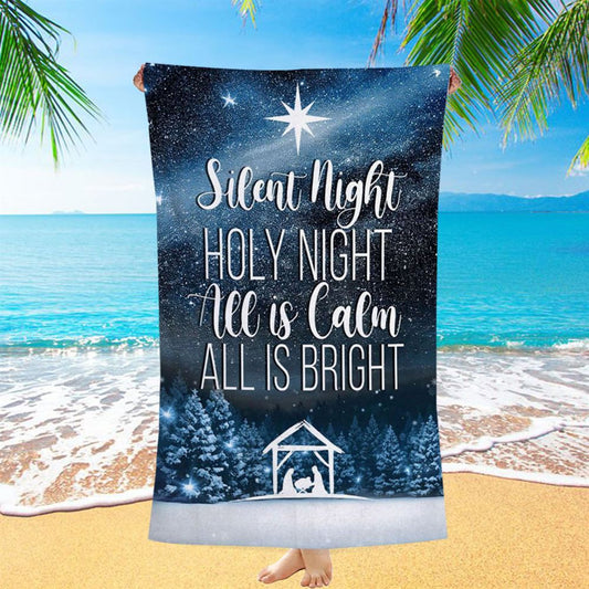 Silent Night Holy Night Starry Night Beach Towel - Bible Verse Beach Towel - Scripture Beach Towel