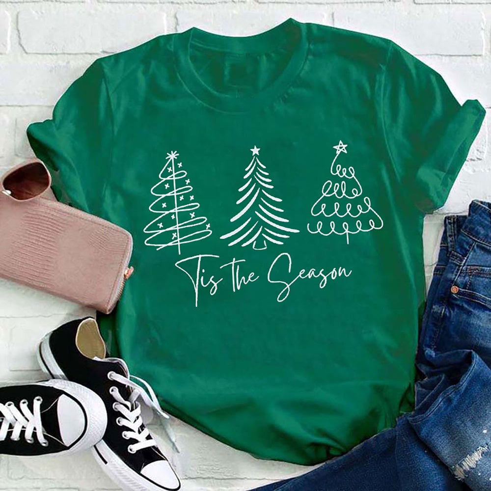 Simple Line Christmas Tree T Shirt, Merry T Shirt, Unisex Christmas Shirts