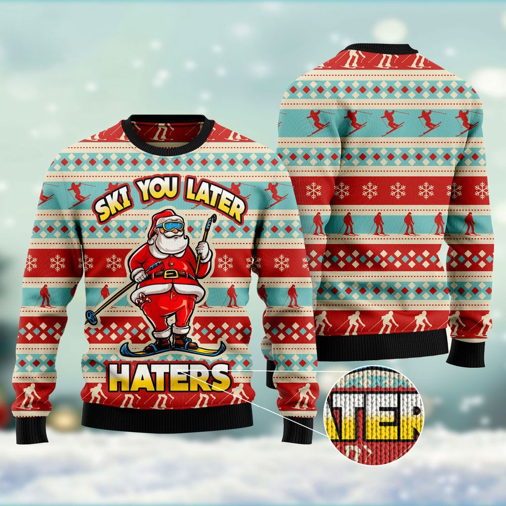 Ski You Later Ugly Christmas Sweater, Funny Xmas Sweater, Sweater Xmas