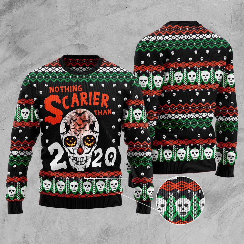 Skull Nothing Scarier Than Ugly Christmas Sweater, Funny Xmas Sweater, Sweater Xmas