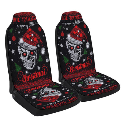 Skull Santa Have Yourself A Merry Little Christmas Cars Seat Cover, Christmas Car Seat Covers, Car Decor Gift