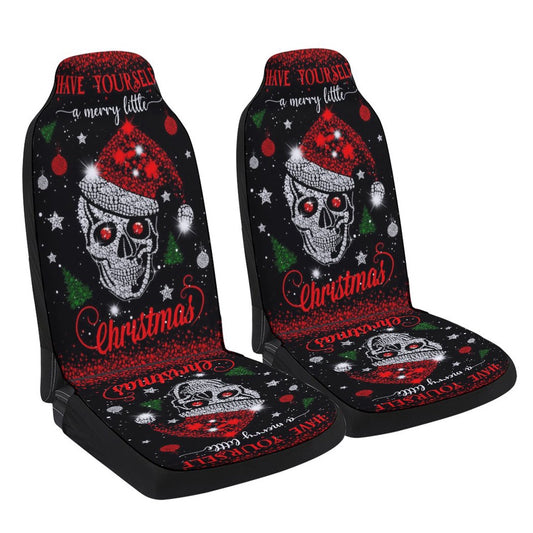 Skull Santa Have Yourself A Merry Little Christmas Cars Seat Cover, Christmas Car Seat Covers, Car Decor Gift