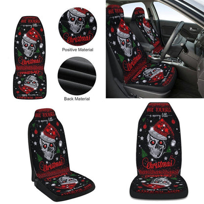 Skull Santa Have Yourself A Merry Little Christmas Cars Seat Cover, Christmas Car Seat Covers, Car Decor Gift