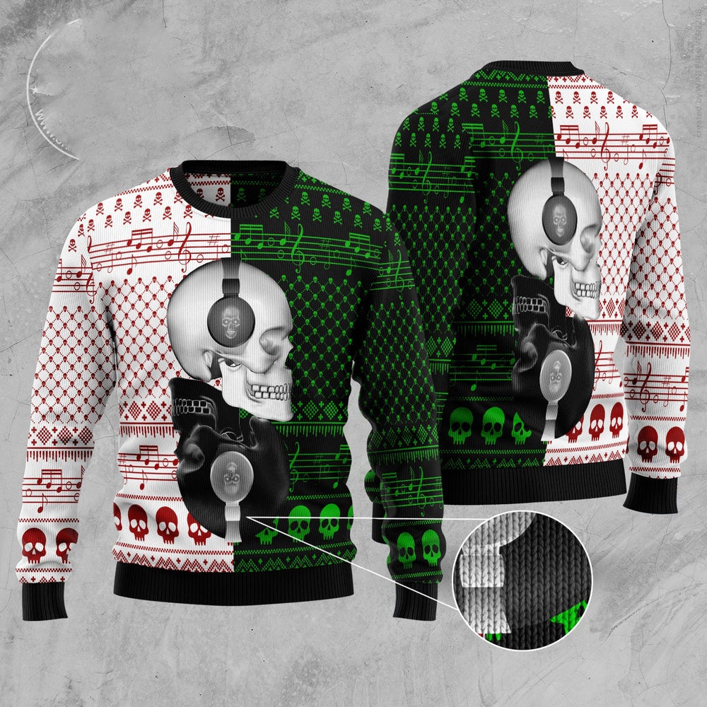 Skull Yinyang Ugly Christmas Sweater, Funny Xmas Sweater, Sweater Xmas