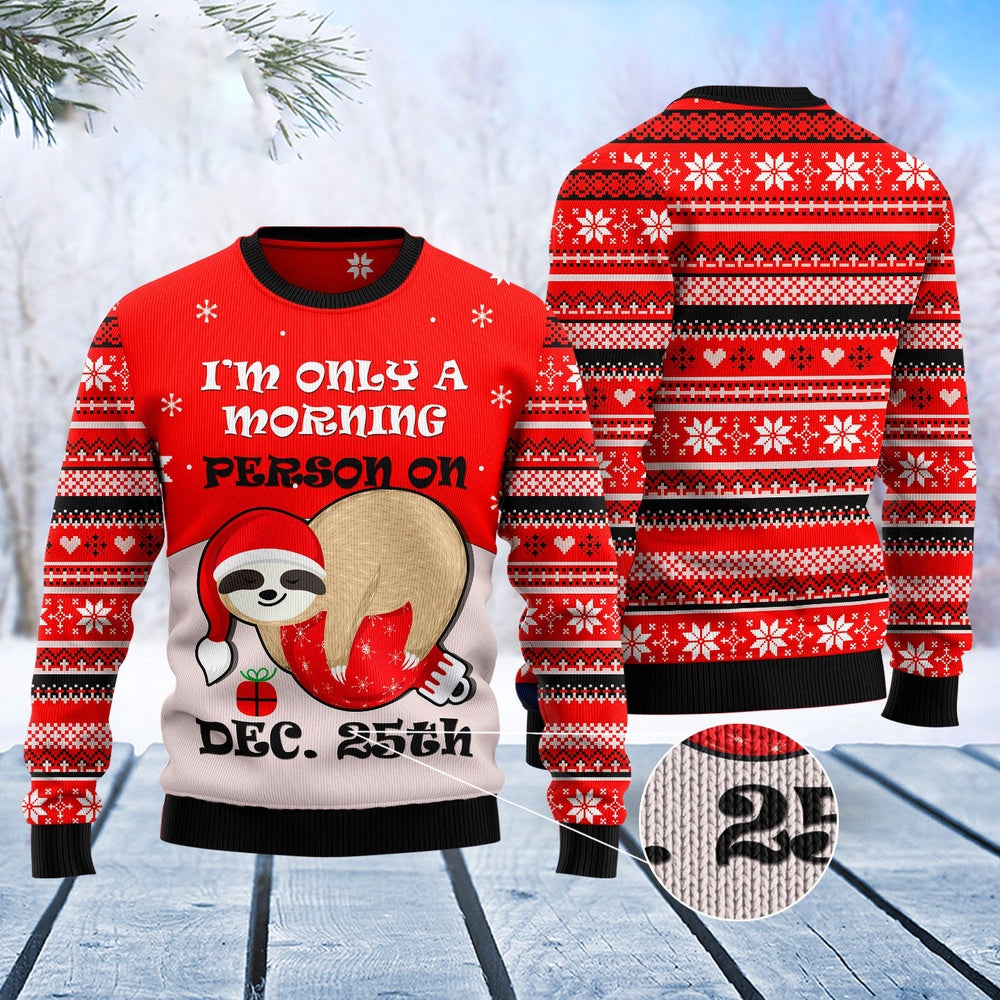 Sloth Morning Ugly Christmas Sweater, Funny Xmas Sweater, Sweater Xmas
