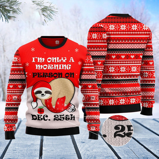 Sloth Morning Ugly Christmas Sweater, Funny Xmas Sweater, Sweater Xmas