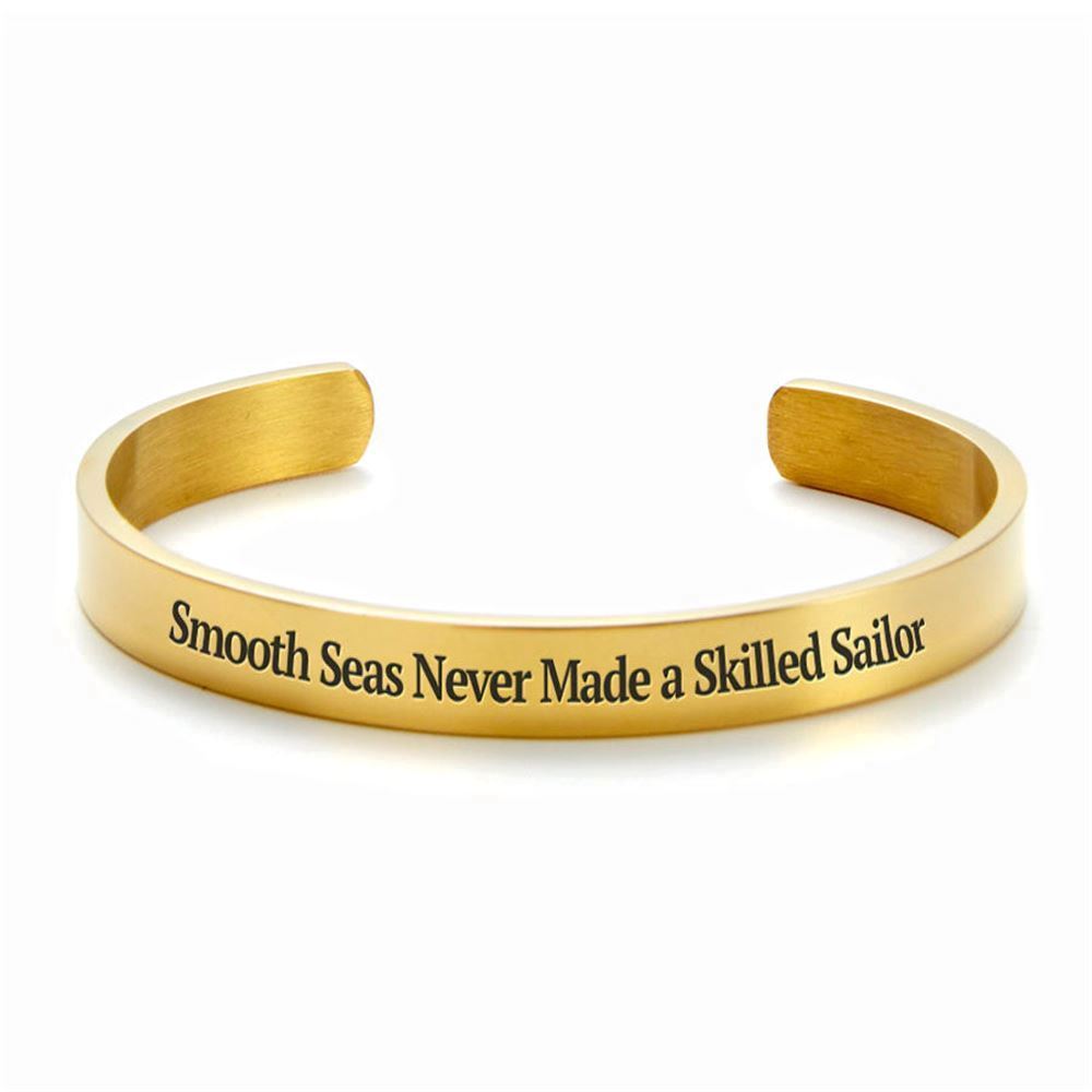 Smooth Seas Never Made A Skilled Sailor Personalized Cuff Bracelet, Christian Bracelet For Women, Bible Verse Bracelet, Christian Jewelry