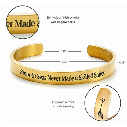 Smooth Seas Never Made A Skilled Sailor Personalized Cuff Bracelet, Christian Bracelet For Women, Bible Verse Bracelet, Christian Jewelry
