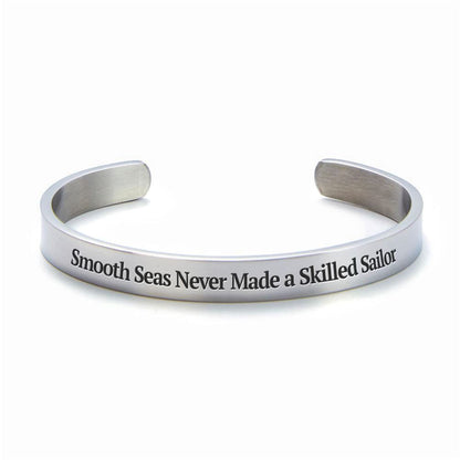 Smooth Seas Never Made A Skilled Sailor Personalized Cuff Bracelet, Christian Bracelet For Women, Bible Verse Bracelet, Christian Jewelry