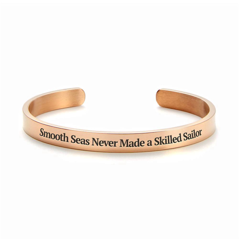Smooth Seas Never Made A Skilled Sailor Personalized Cuff Bracelet, Christian Bracelet For Women, Bible Verse Bracelet, Christian Jewelry