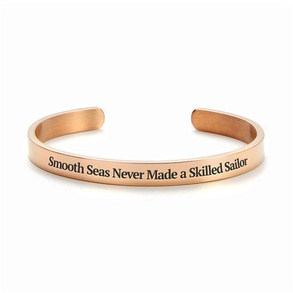 Smooth Seas Never Made A Skilled Sailor Personalized Cuff Bracelet, Christian Bracelet For Women, Bible Verse Bracelet, Christian Jewelry