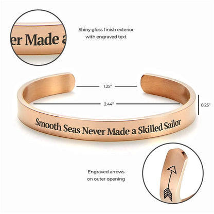 Smooth Seas Never Made A Skilled Sailor Personalized Cuff Bracelet, Christian Bracelet For Women, Bible Verse Bracelet, Christian Jewelry