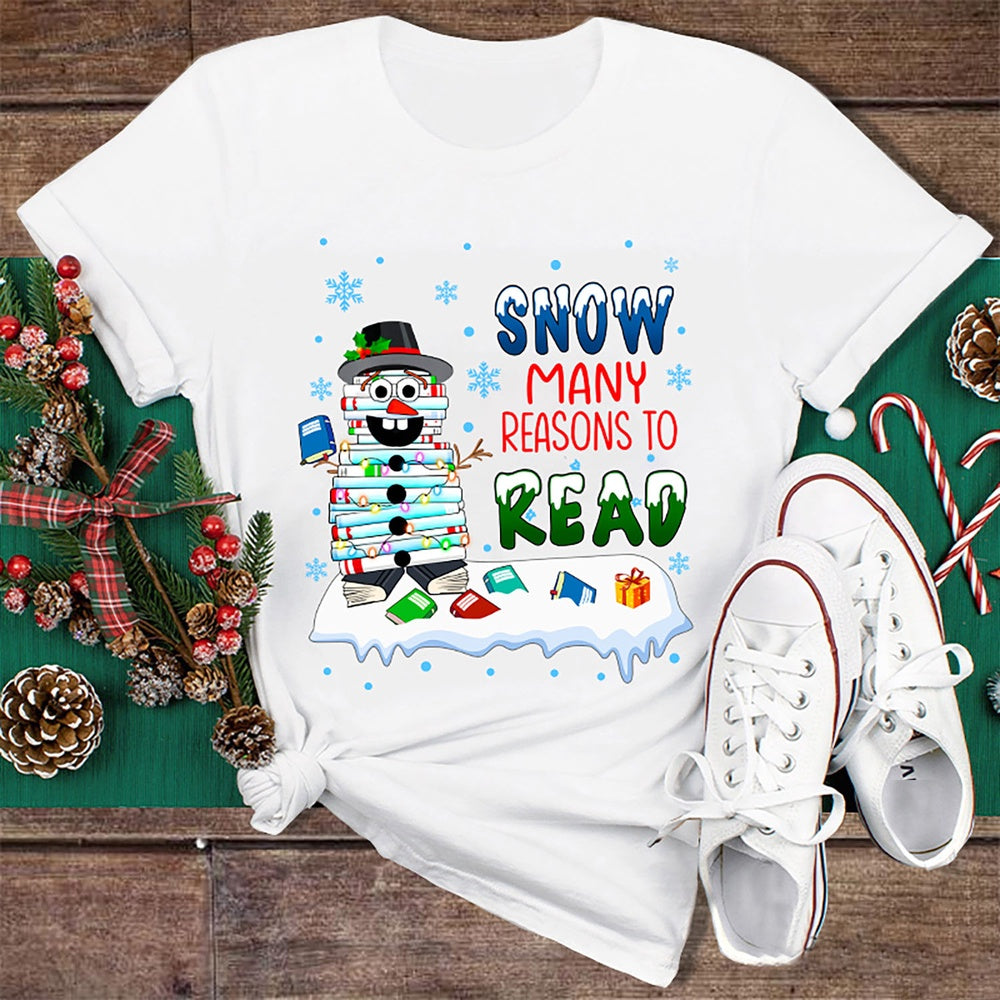Snow Many Reasons To Read T Shirt, Merry T Shirt, Unisex Christmas Shirts