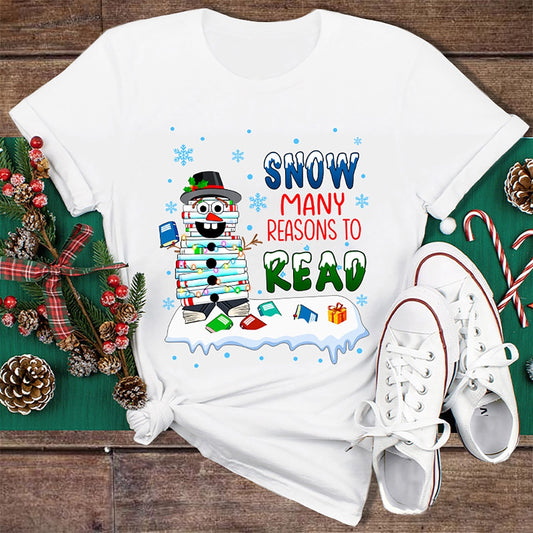 Snow Many Reasons To Read T Shirt, Merry T Shirt, Unisex Christmas Shirts