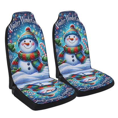 Snowman Let It Snow Winter Wonderland Christmas Cars Seat Cover, Christmas Car Seat Covers, Car Decor Gift