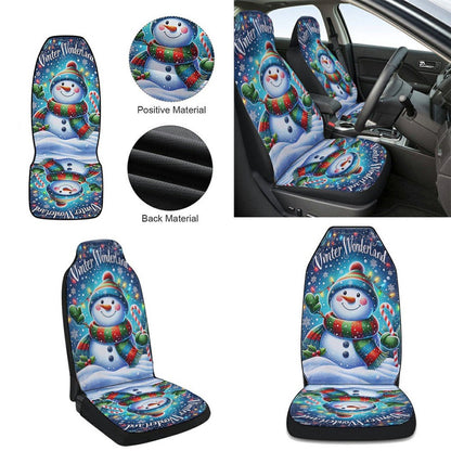 Snowman Let It Snow Winter Wonderland Christmas Cars Seat Cover, Christmas Car Seat Covers, Car Decor Gift