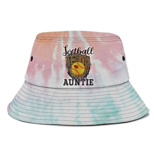 Softball Auntie Leopard Game Day Aunt Mother Bucket Hat, Mother's Day Bucker Hat, Tie Dye Bucket Hat, Women's Sun Hats