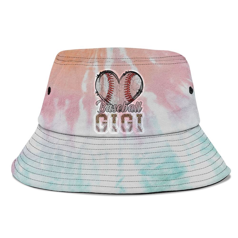 Softball Baseball Gigi Heart Leopard Print Bucket Hat, Mother's Day Bucker Hat, Tie Dye Bucket Hat, Women's Sun Hats